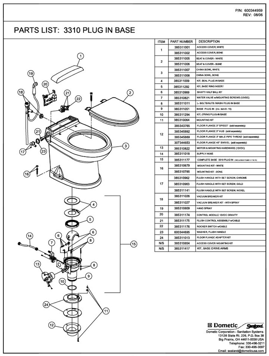 SeaLand Magnum Opus 3310 RV toilet parts diagram